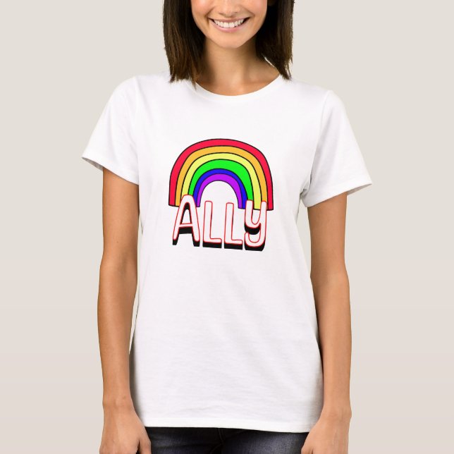 T-shirt Alliance LGBTQIA+ | Cute Arc en ciel et Fierté car (Devant)