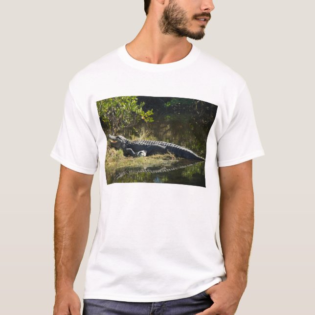 T-shirt Alligator américain se reposant le long d'une zone (Devant)