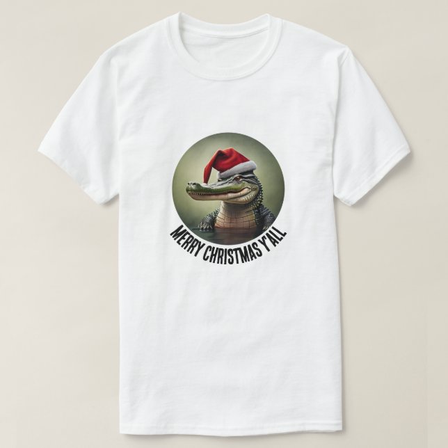 T-shirt Alligator amusant à Santa Hat (Design devant)