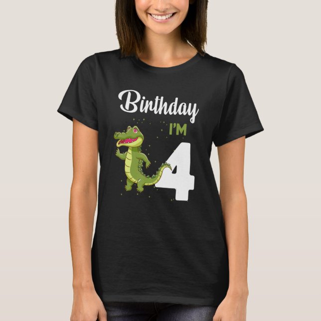 T-shirt Alligator Anniversaire 4 ans Lapin Enfants Filles  (Devant)