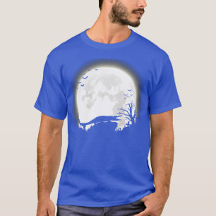 T-shirt Alligator avec grand lune halloween arrière - plan