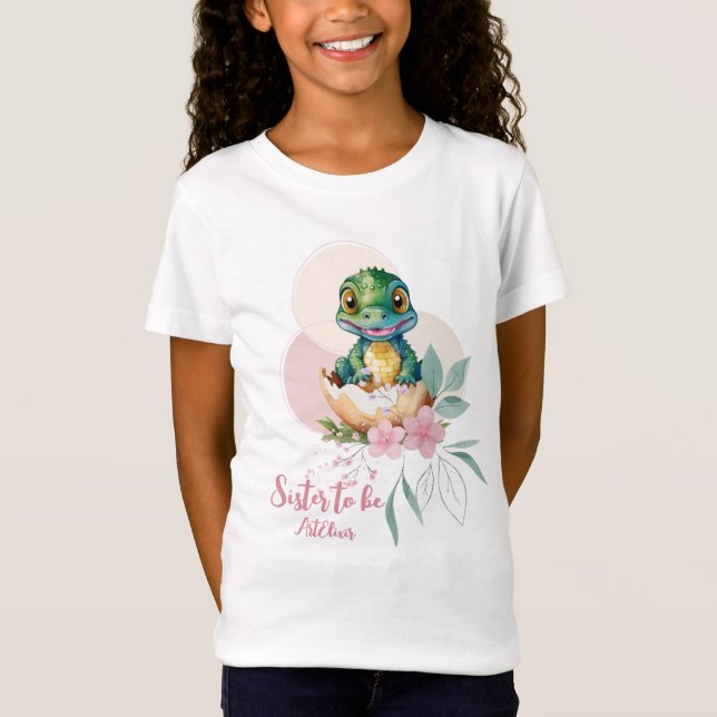 T-Shirt Alligator bébé éclosion fleurs soeur (Devant)