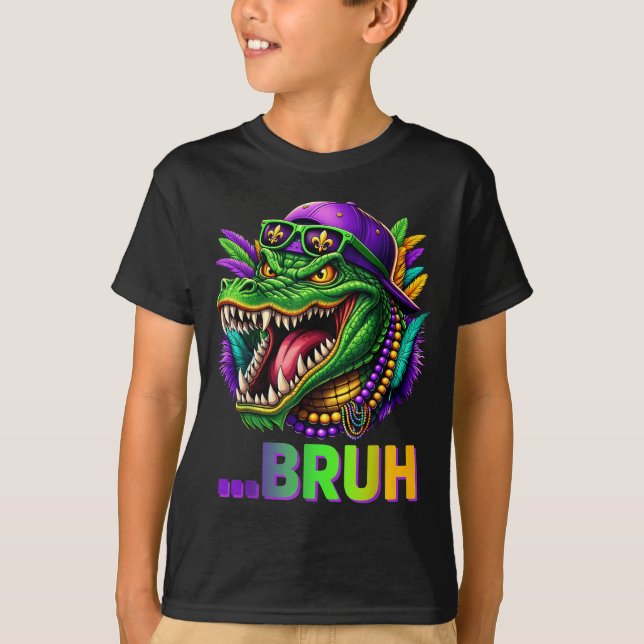 T-shirt Alligator Bruh Mardi Gras Costume Men Women Kids  (Devant)
