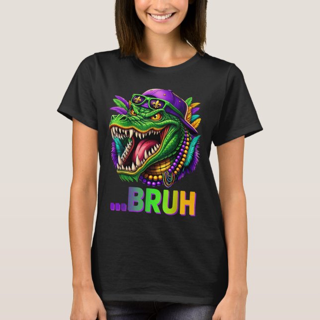 T-shirt Alligator Bruh Mardi Gras Costume Men Women Kids  (Devant)