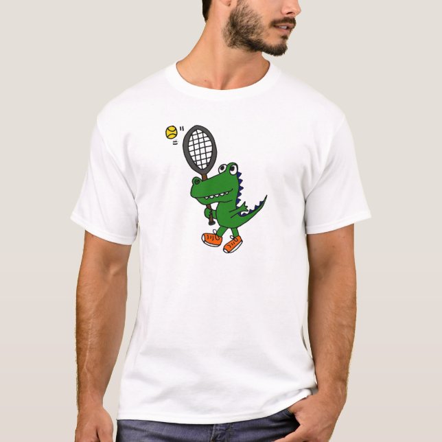 T-shirt Alligator drôle d'AL jouant au tennis (Devant)