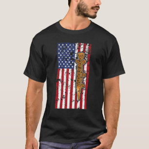T-shirt Alligator Gar Drapeau Américain Pour Pêcheur