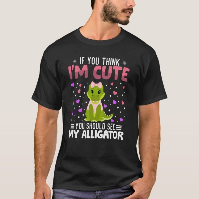 T-shirt Alligator Heart Valentine's Day Animal For Womens  (Devant)