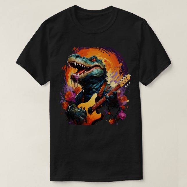 T-shirt Alligator Jouer de la guitare (Design devant)