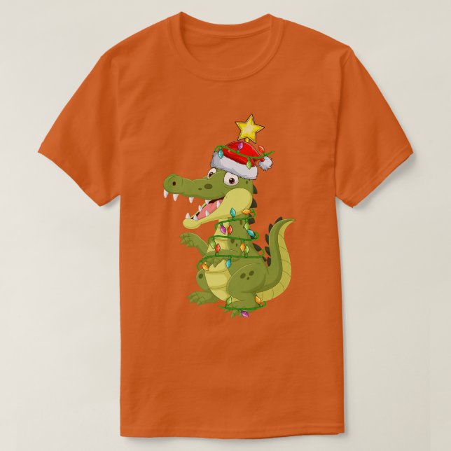 T-shirt Alligator Lighting Arbre de Noël correspondant All (Design devant)