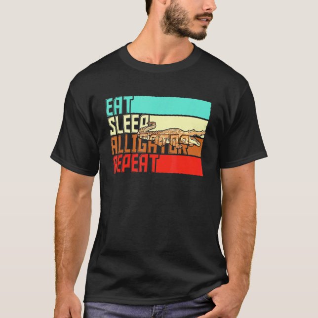 T-shirt Alligator Répéter le sommeil vintage (Devant)