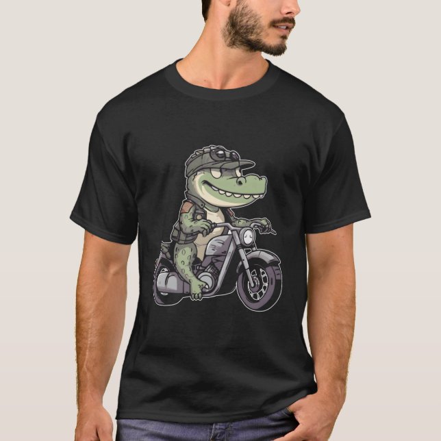 T-shirt Alligator vélo équitation Crocodiles Biker (Devant)