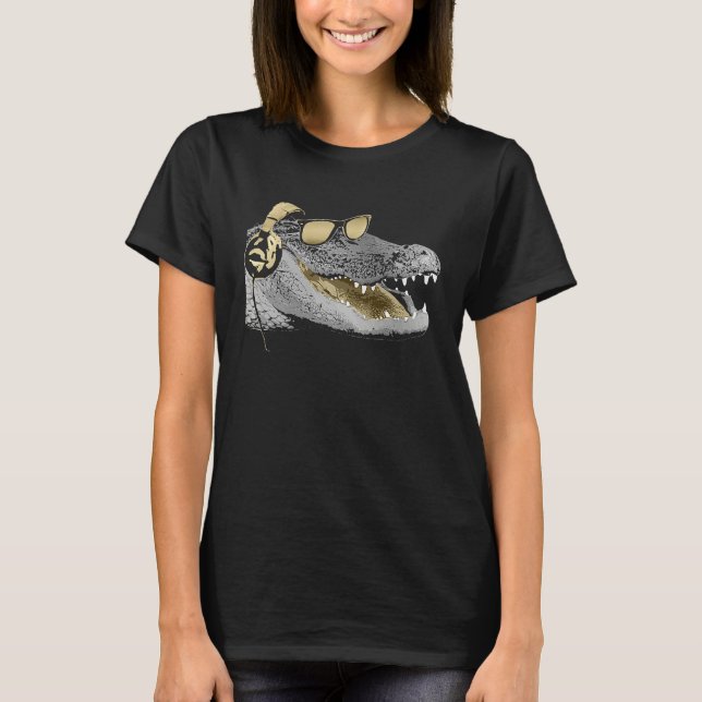 T-shirt Alligator with headphones and sunglasses (Devant)