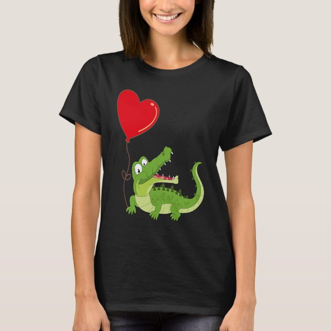 T-shirt Alligators With Heart Balloon Valentines Day Love  (Devant)