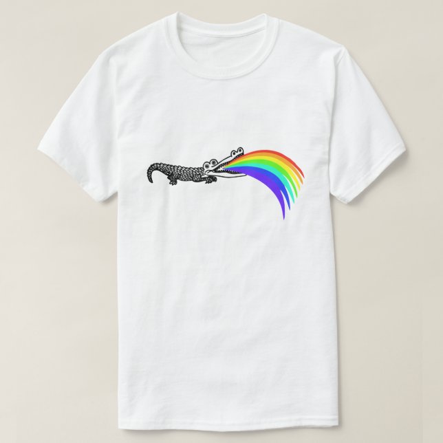 T-SHIRT ALLIGAYTOR PERSONNALISABLE GAY GATOR RAINBOW VOMIT (Design devant)