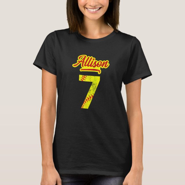 T-shirt Allison Softball No #7 Jersey Numéro 7 Catcher & P (Devant)