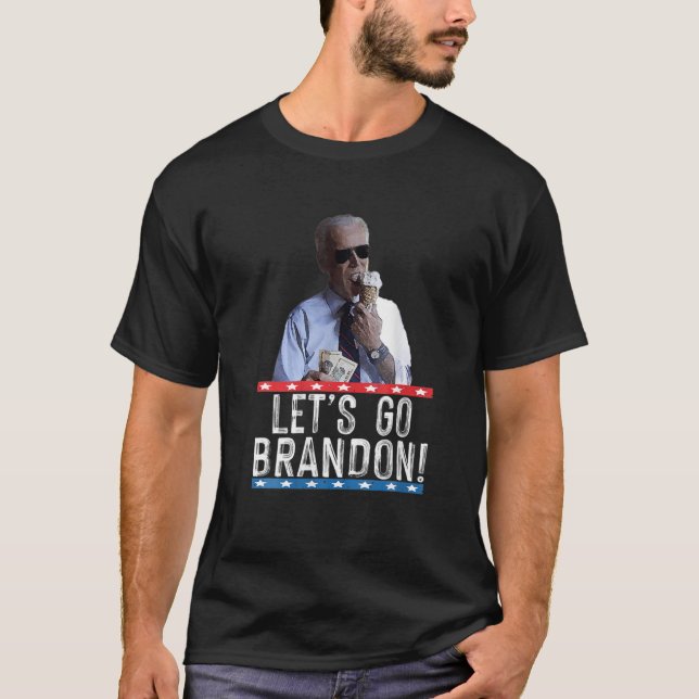 T-shirt Allons Brandon, Biden Manger De La Crème De Glace, (Devant)