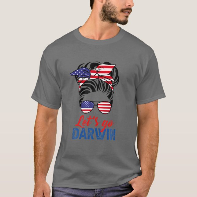 T-shirt Allons Darwin, Allons Darwin Messy Bun America (Devant)