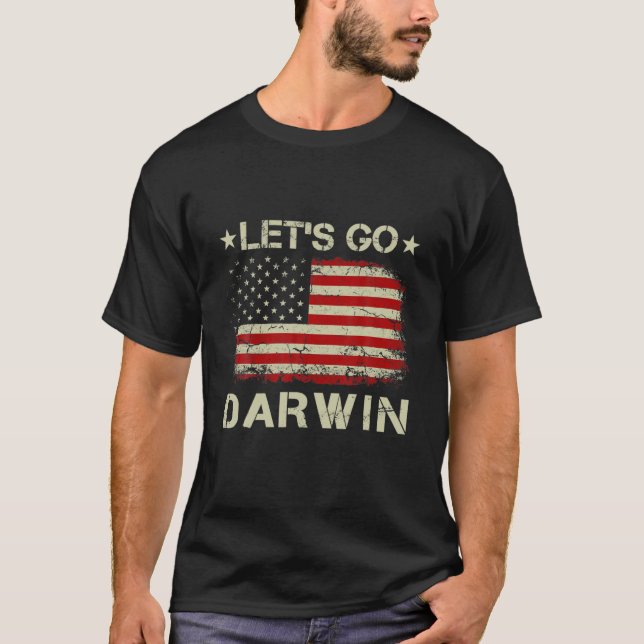 T-shirt Allons Darwin Drapeau Vintage Américain Patriotiqu (Devant)