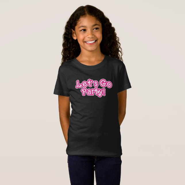 T-Shirt Allons Faire la Fête Étoiles Roses & Blanches  (Devant entier)