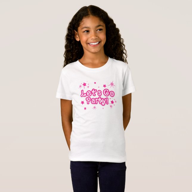 T-Shirt Allons Fêter les Étoiles Roses et Blanches  (Devant entier)