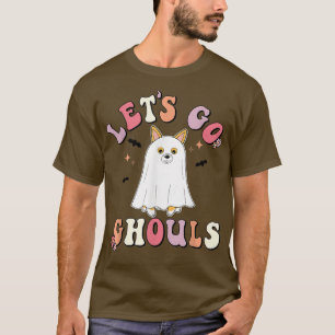 T-shirt Allons Ghouls Corgi Floral Ghost Hippie