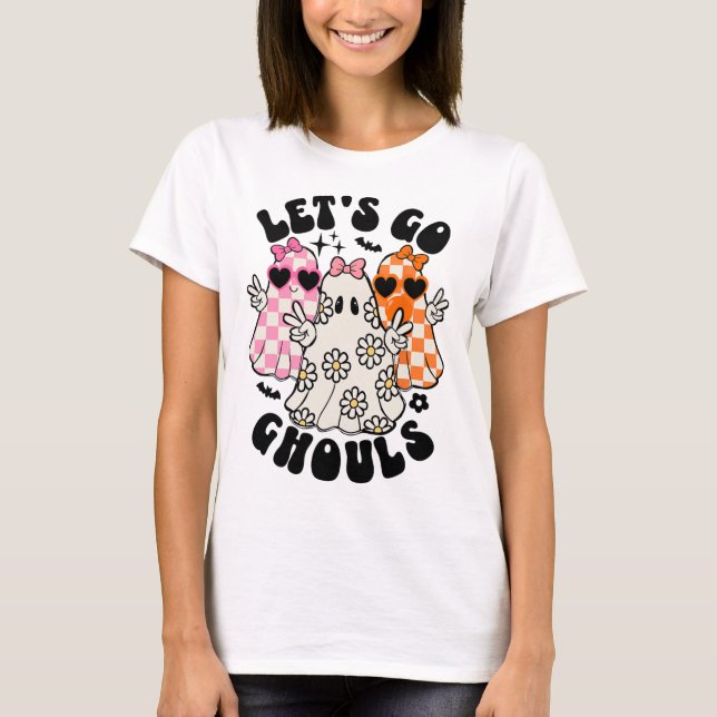 T-shirt Allons Gouls Halloween Ghost Floral Mer Éffrayante (Devant)