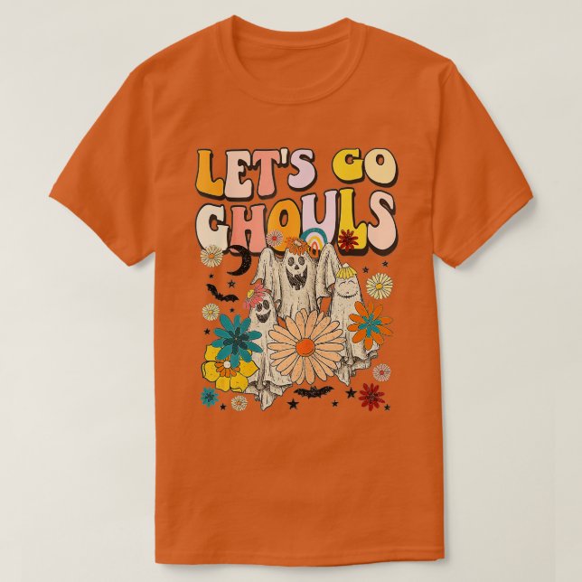 T-shirt Allons Gouls Halloween Ghost Retro les années 70 H (Design devant)
