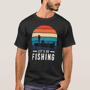 T-shirt Allons pêcher Vintage coucher de soleil