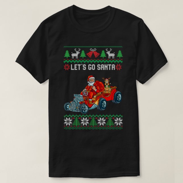T-shirt Allons Père Noël Conduire Une Voiture De Course Vi (Design devant)