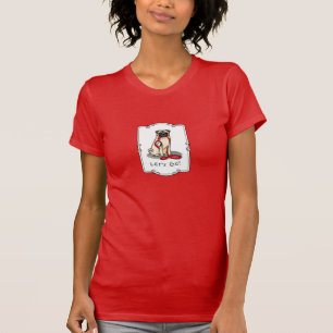 T-shirt Allons-y ! (marcher) Chien Carlin (pâle) Lèc mou