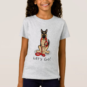 T-Shirt Allons-y ! Promenons le berger allemand (noir et f