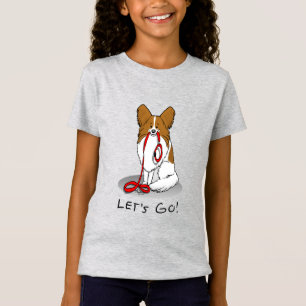 T-Shirt Allons-y ! (walk) Papillon (white & red) Chien mig