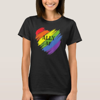 T-shirt Ally Af Gay Pride Month Lgbt Rainbow Heart