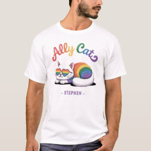 T-shirt Ally Cat - Cute White Cat LGBTQ Pride (2)