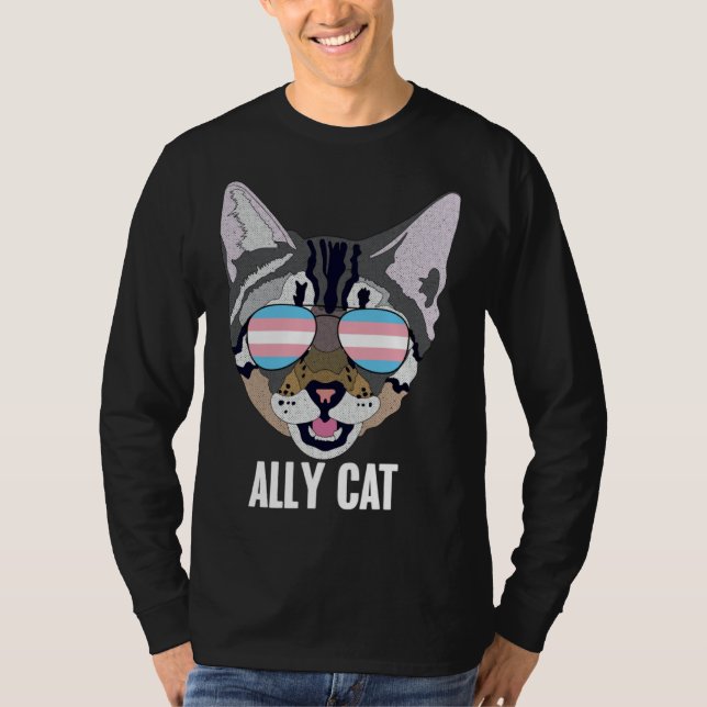 T-shirt Ally Cat Funny Cat Trans Pride (Devant)