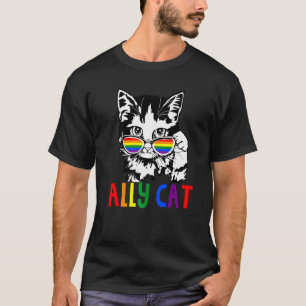 T-shirt Ally Cat Lgbt Drapeau Gay pride Ally Rainbow Mens 