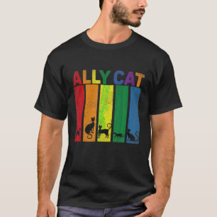 T-shirt Ally Cat LGBT Gay Rainbow Pride Drapeau Ally Cat L
