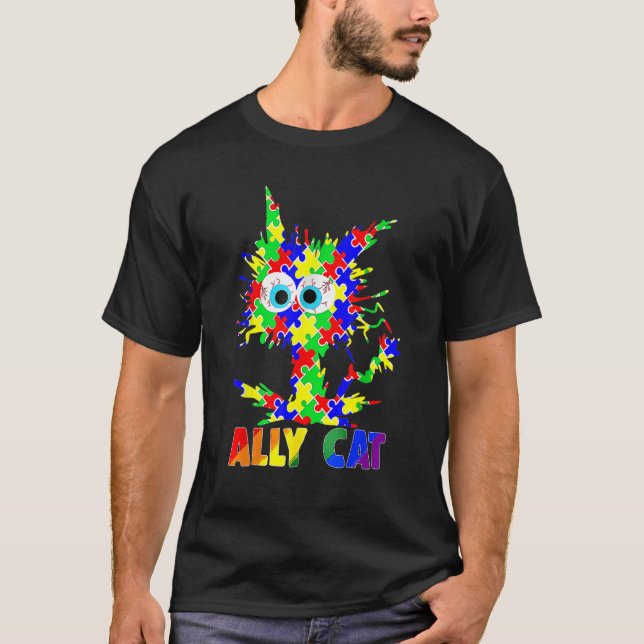 T-shirt Ally Cat LGBT Gay Rainbow Pride Flag Sunflower LGB (Devant)