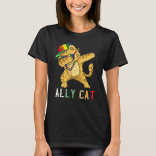 T-shirt Ally Cat Lgbt Rainbow Dabbing Alliés Drapeau Gay P