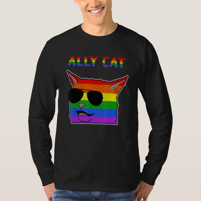 T-shirt Ally Cat Memes Smudge Le Chat Lgbtq (Devant)