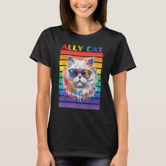 T-shirt Ally Cat Pride avec Fierté Drapeau Ally Cat