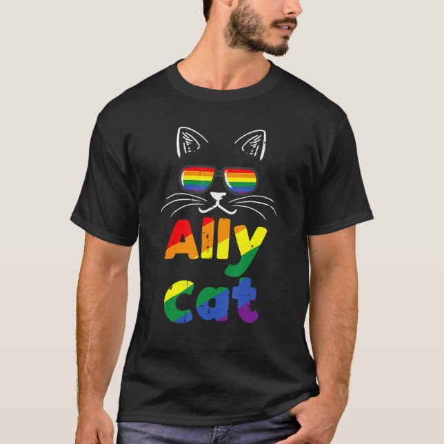 T-shirt Ally Cat Pride Mois Ally Gay Lgbtq Lgbt (Devant)