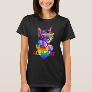 T-shirt Ally Cat Rainbow Drapeau Coeur Pour Lgbt Gay Et Le
