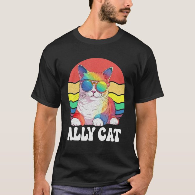 T-shirt Ally Cat Straight LGBT Supporter Gay Pride Ally Ra (Devant)