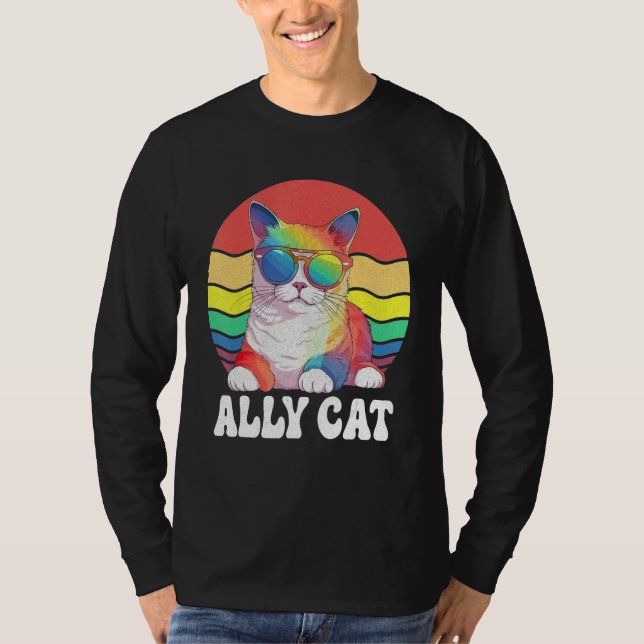 T-shirt Ally Cat Straight LGBT Supporter Gay Pride Ally Ra (Devant)