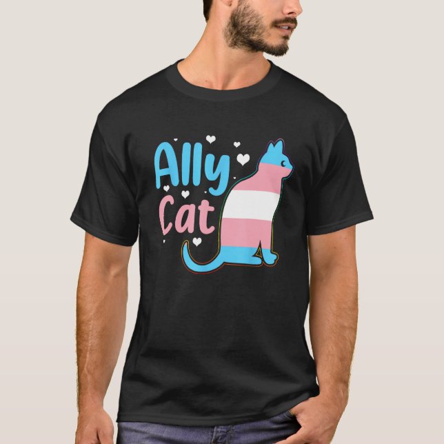 T-shirt Ally Cat Transgender Pride  Cat Kitten LGBT Trans  (Devant)