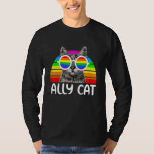 T-shirt Ally Chat Rainbow Lunettes de soleil Lgbt Gay prid