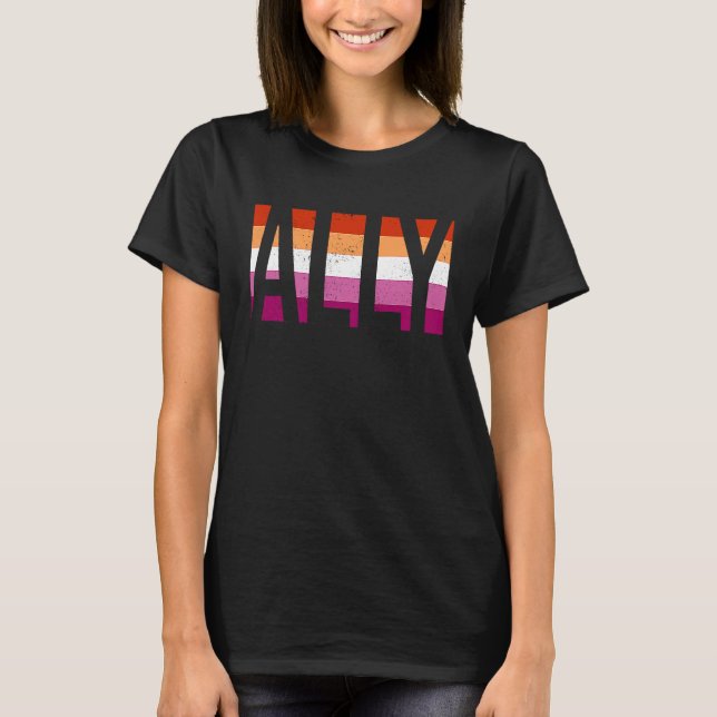 T-shirt Ally Gay Pride Month LGBT Lesbian Flag Equal Right (Devant)