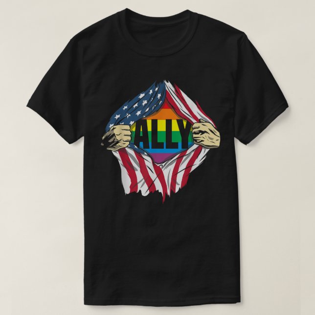 T-shirt Ally Mouvement LGBTQ Gay Transgender Pride Parade (Design devant)