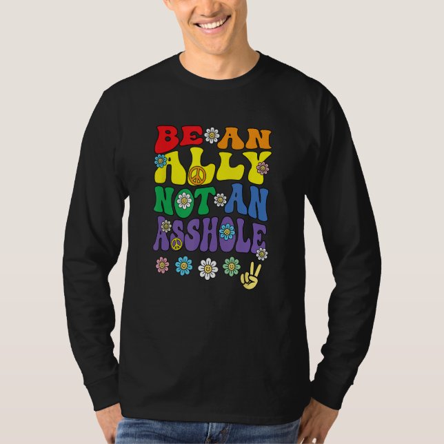 T-shirt Ally Pride Rainbow  Retro Groovy LGBTQ Say Gay (Devant)